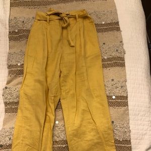 Zara Yellow Tie Waist Pants